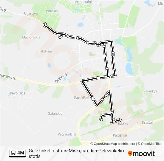 4M autobusas kelionės žemėlapis
