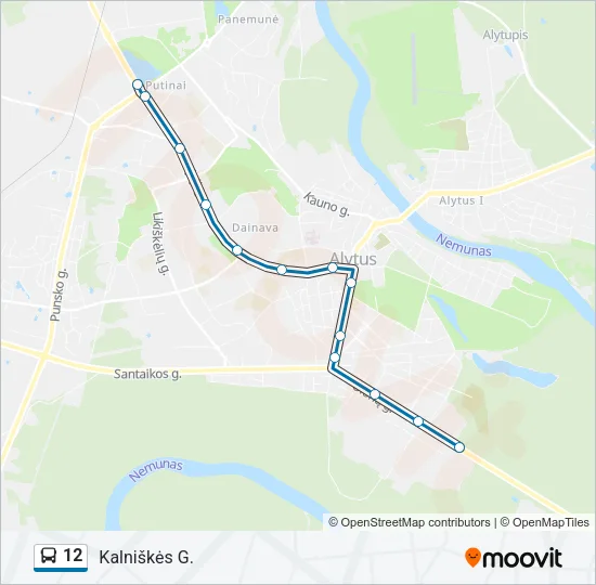 Автобус 12: карта маршрута