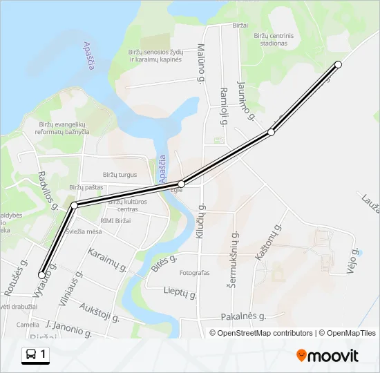 Автобус 1: карта маршрута