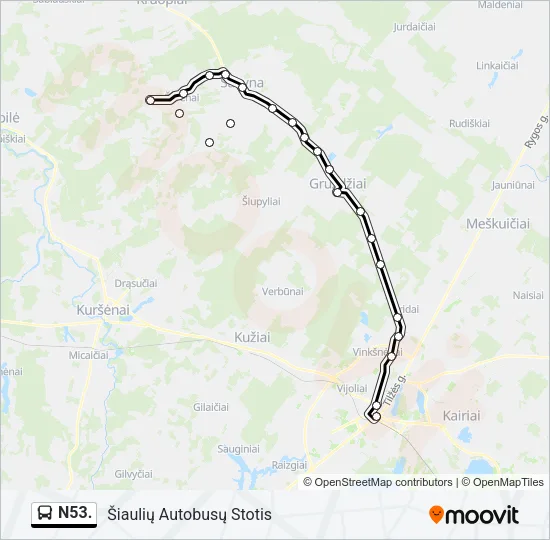 Автобус N53.: карта маршрута