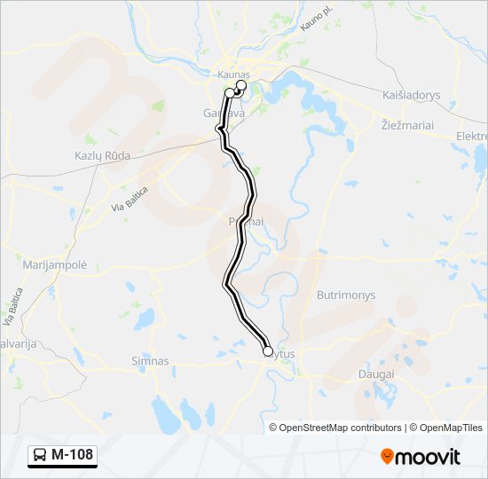 M-108 bus Line Map