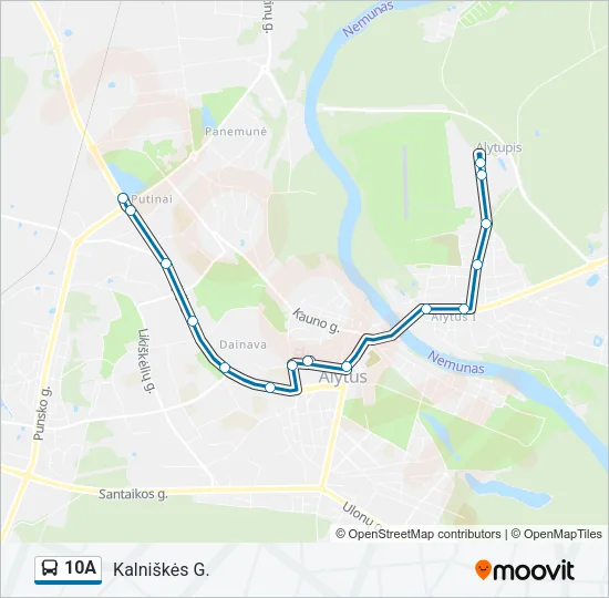 Автобус 10A: карта маршрута