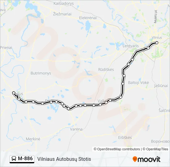 M-886 Bus Line Map