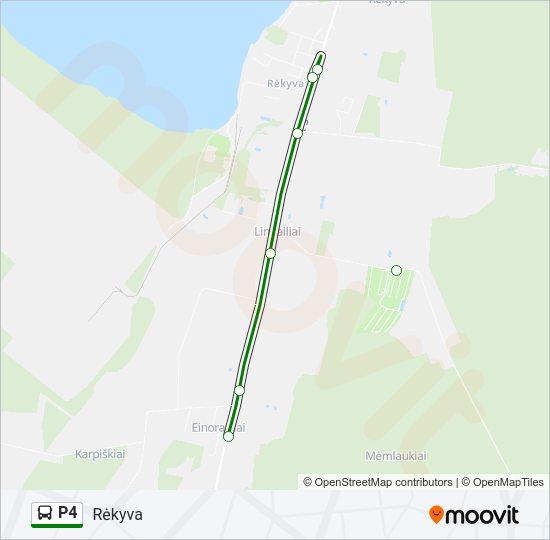 P4 autobusas kelionės žemėlapis