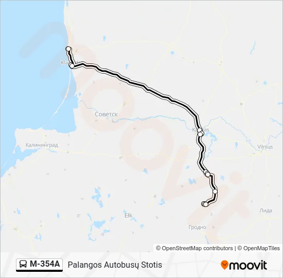 Автобус M-354A: карта маршрута