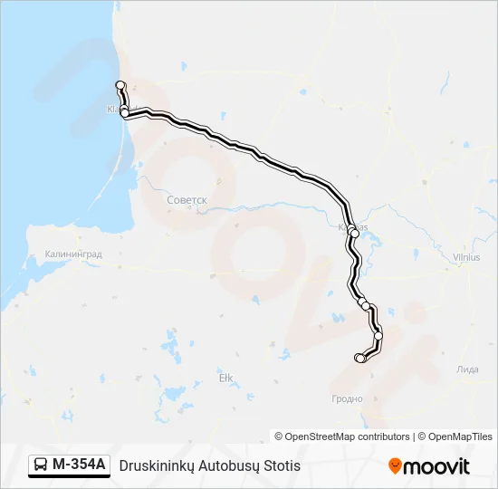 Автобус M-354A: карта маршрута