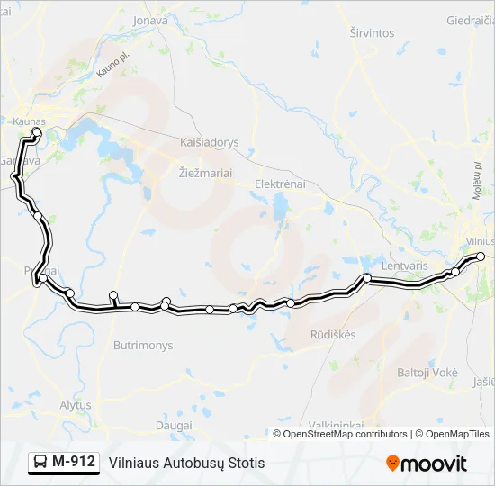 M-912 Bus Line Map