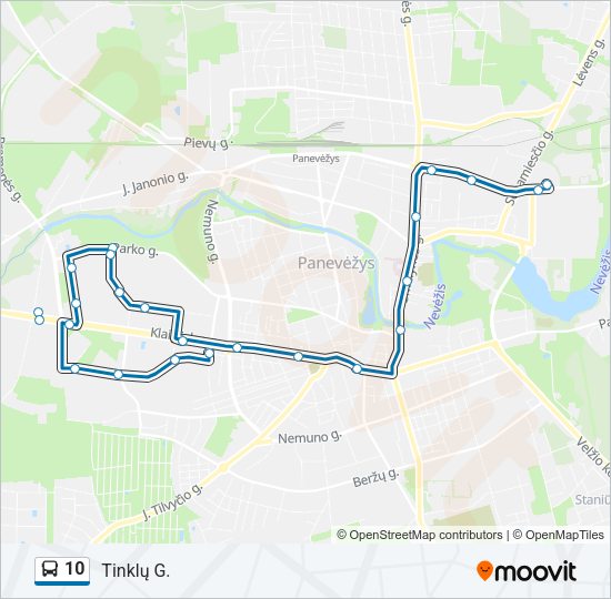 10 autobusas kelionės žemėlapis
