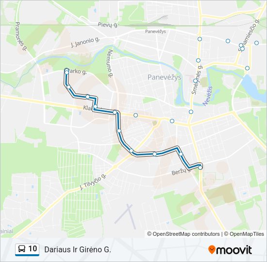 10 autobusas kelionės žemėlapis