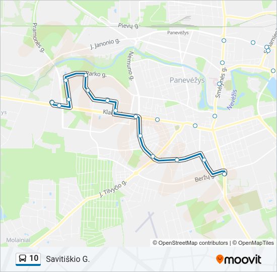 10 autobusas kelionės žemėlapis