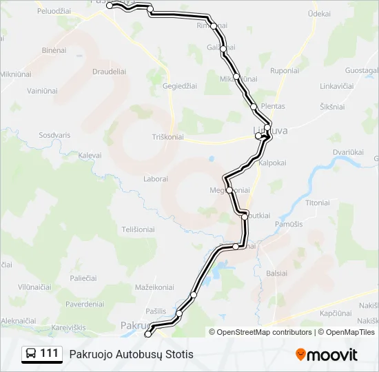 111 Bus Line Map