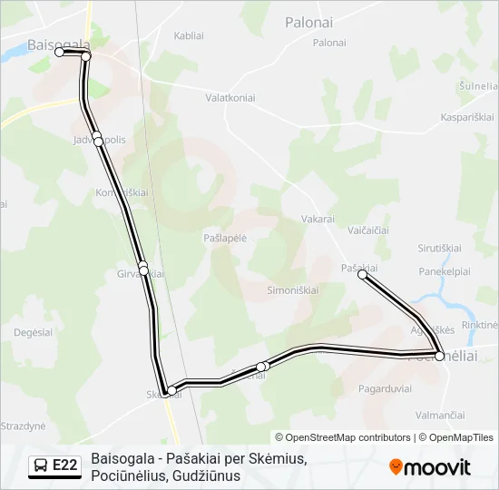 E22 Bus Line Map