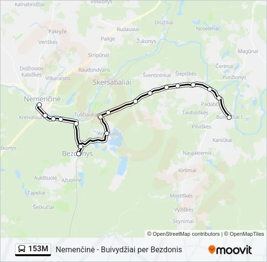 Автобус 153M: карта маршрута