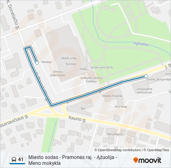 41 autobusas kelionės žemėlapis