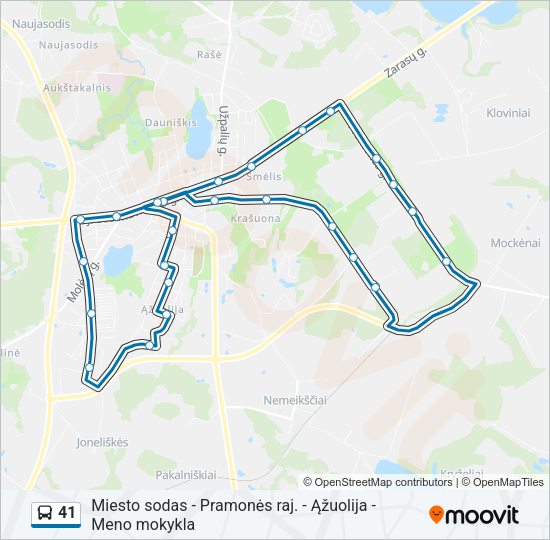 41 autobusas kelionės žemėlapis