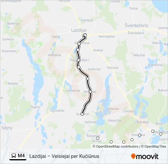 Автобус M4: карта маршрута