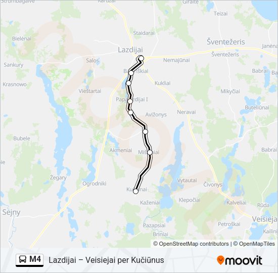Автобус M4: карта маршрута