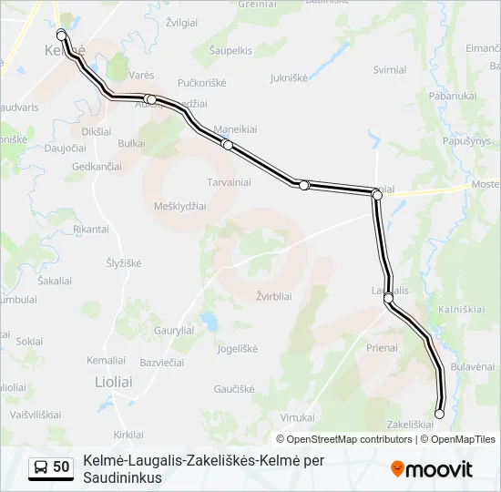 Автобус 50: карта маршрута