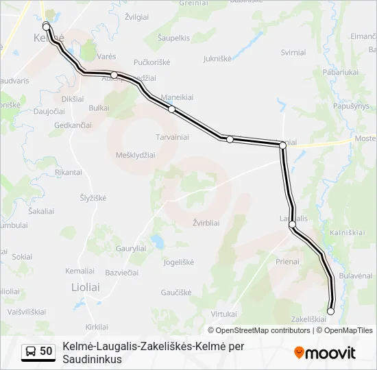Автобус 50: карта маршрута