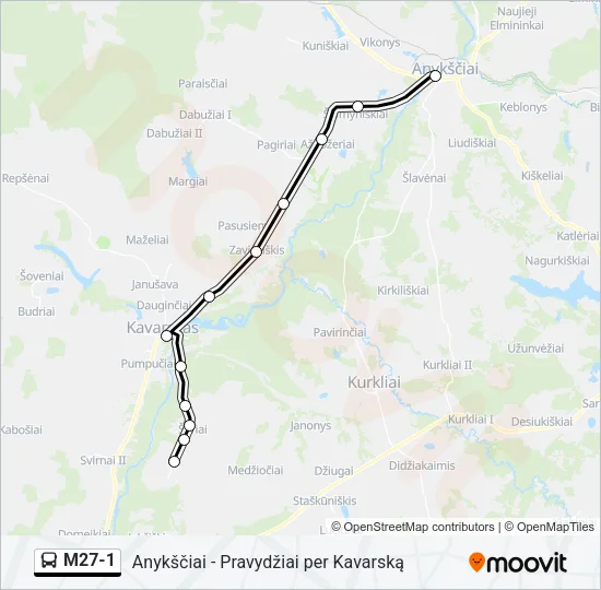 Автобус M27-1: карта маршрута
