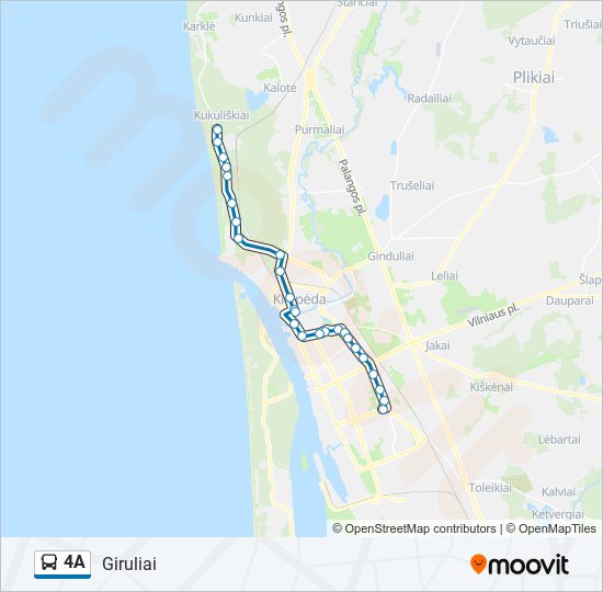 Автобус 4A: карта маршрута