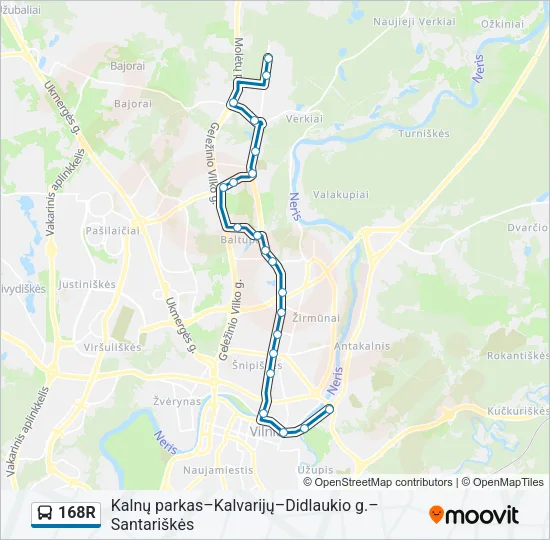168R Bus Line Map