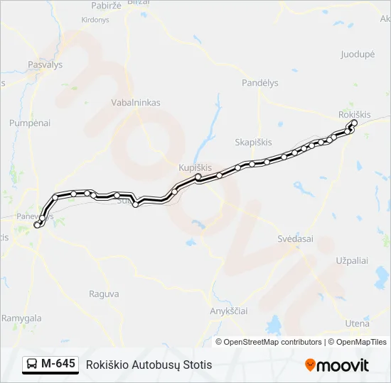 M-645 Bus Line Map