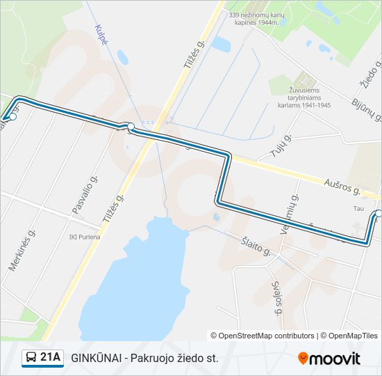 Автобус 21A: карта маршрута
