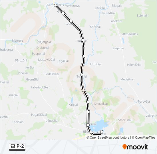 Автобус P-2: карта маршрута