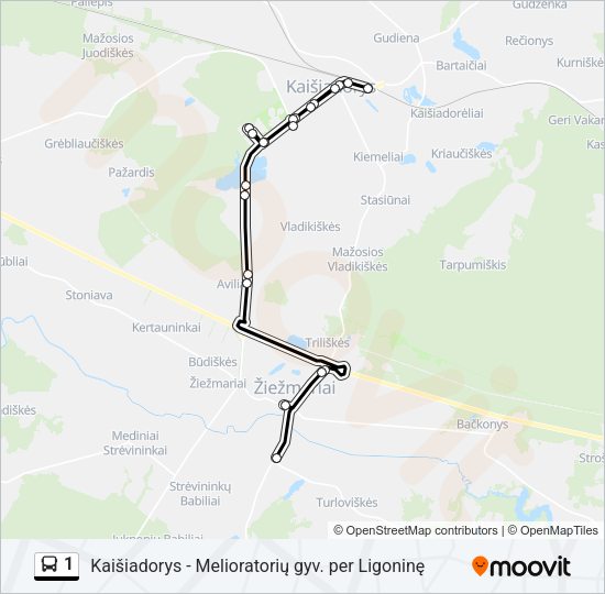 Автобус 1: карта маршрута