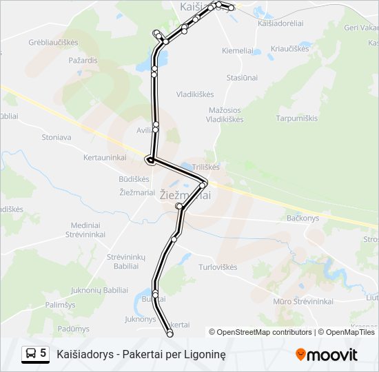 Автобус 5: карта маршрута