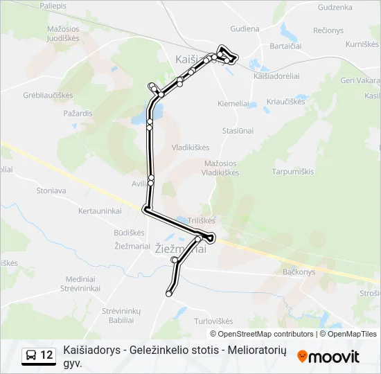 Автобус 12: карта маршрута