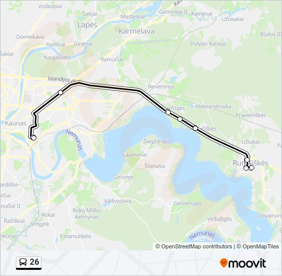 Автобус 26: карта маршрута