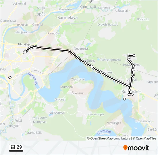 Автобус 29: карта маршрута