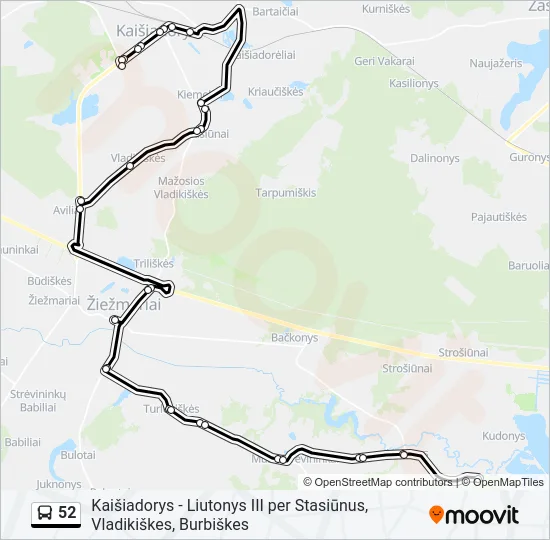 Автобус 52: карта маршрута