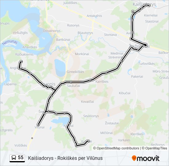 Автобус 55: карта маршрута