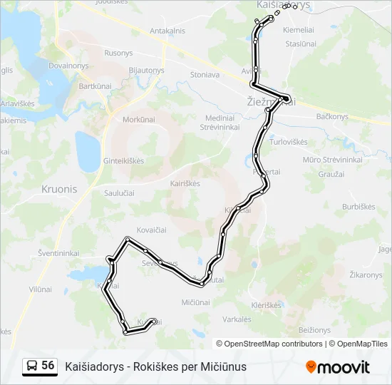 Автобус 56: карта маршрута
