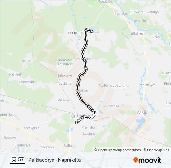 Автобус 57: карта маршрута