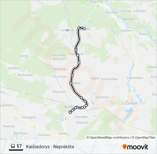 Автобус 57: карта маршрута