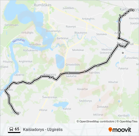 Автобус 65: карта маршрута
