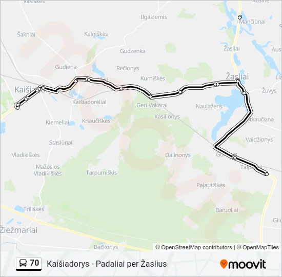 70 Bus Line Map