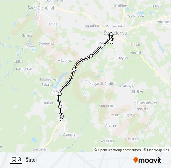 Автобус 3: карта маршрута