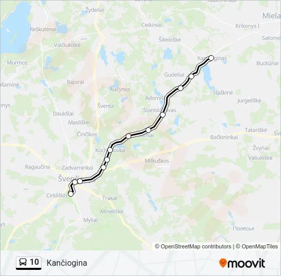 Автобус 10: карта маршрута