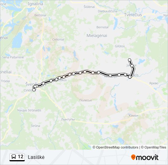 Автобус 12: карта маршрута