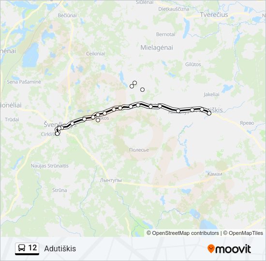 Автобус 12: карта маршрута