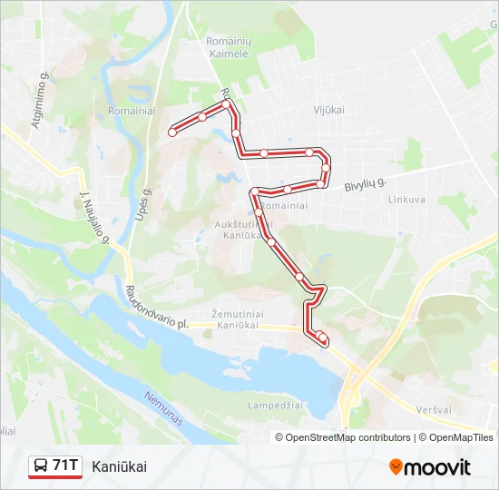 71T Bus Line Map
