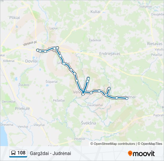 Автобус 108: карта маршрута