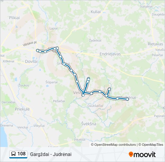 Автобус 108: карта маршрута