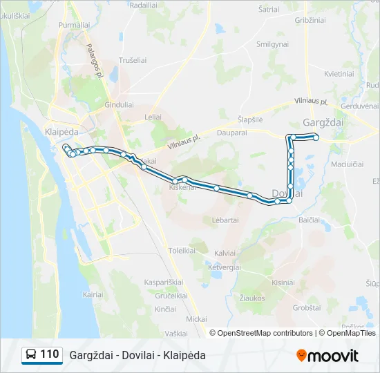 110 autobusas kelionės žemėlapis