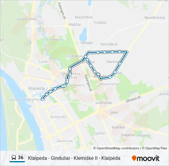 Автобус 36: карта маршрута